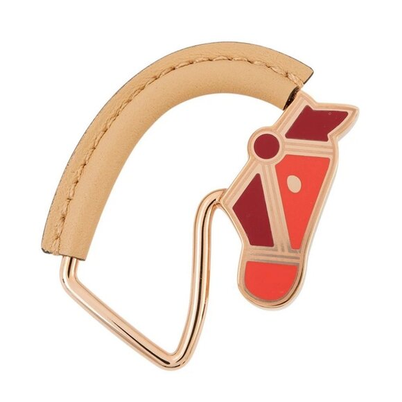 HERMES Cheval Brooch PGP/Leather Natural Sable - Picture 2 of 8